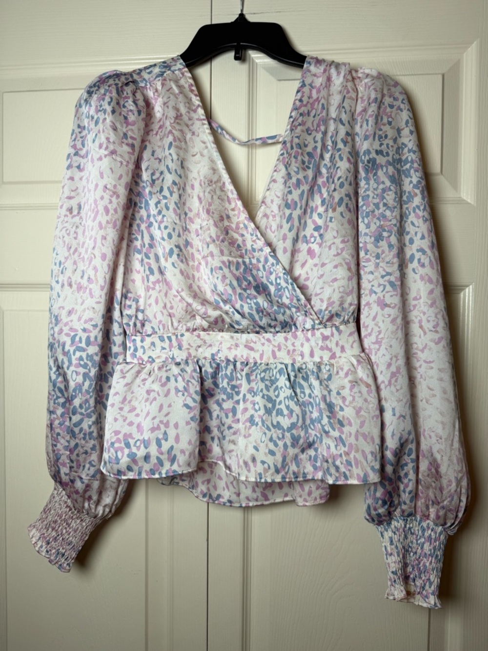 Express Wrap Tie Back Peplum Blouse Top